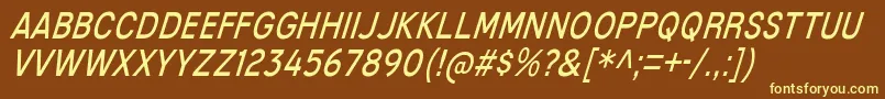 MixolydianTitlingBkIt-fontti – keltaiset fontit ruskealla taustalla