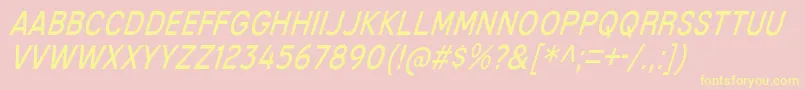 MixolydianTitlingBkIt-fontti – keltaiset fontit vaaleanpunaisella taustalla