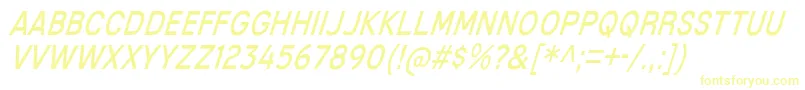 フォントMixolydianTitlingBkIt – 白い背景に黄色の文字