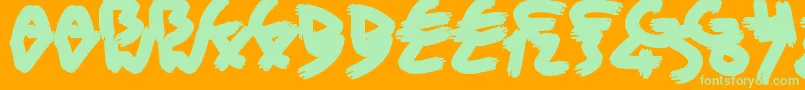 BriskBristleBrush-Schriftart – Grüne Schriften auf orangefarbenem Hintergrund