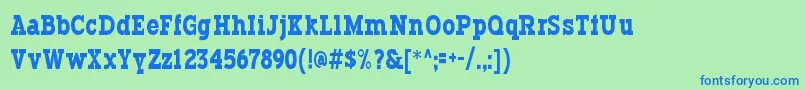 フォントTypodermic – 青い文字は緑の背景です。