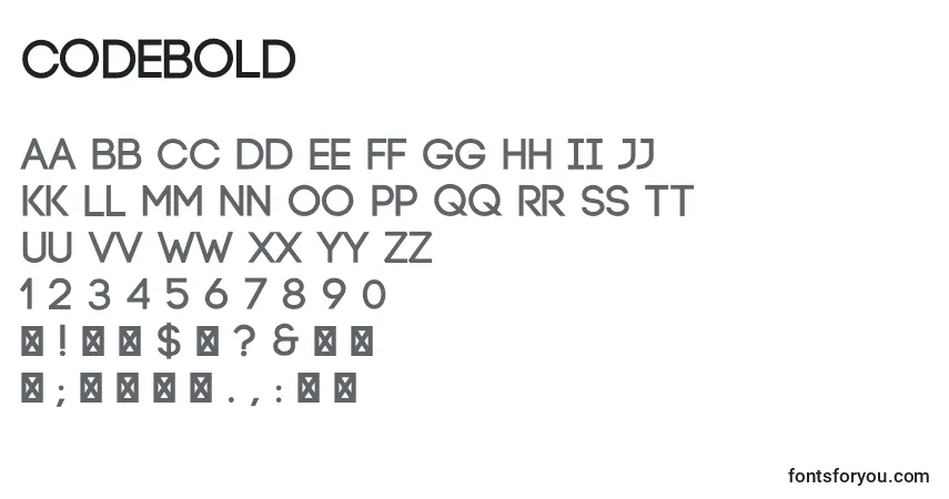 CodeBold-fontti – aakkoset, numerot, erikoismerkit