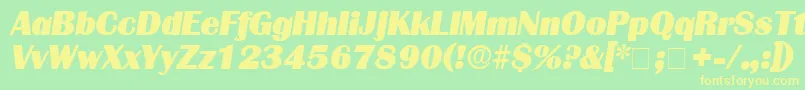 フォントBurinDisplaySsiItalic – 黄色の文字が緑の背景にあります