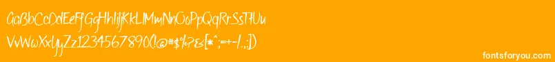 Шрифт BmdOfWildflowersAndWings – белые шрифты на оранжевом фоне