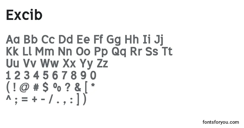 Шрифт Excib – алфавит, цифры, специальные символы