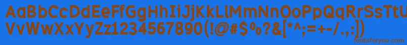 Excib-Schriftart – Braune Schriften auf blauem Hintergrund