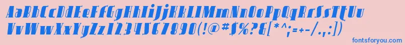 AvondaleItalic-Schriftart – Blaue Schriften auf rosa Hintergrund