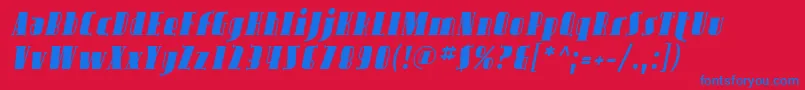 Czcionka AvondaleItalic – niebieskie czcionki na czerwonym tle