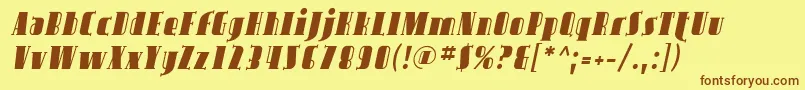 Fonte AvondaleItalic – fontes marrons em um fundo amarelo