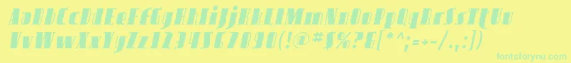 AvondaleItalic-Schriftart – Grüne Schriften auf gelbem Hintergrund