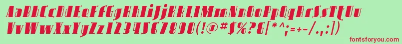 AvondaleItalic Font – Red Fonts on Green Background