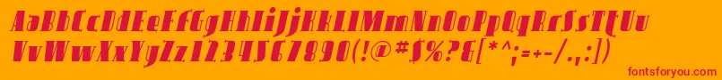 Fonte AvondaleItalic – fontes vermelhas em um fundo laranja