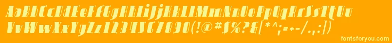 Fonte AvondaleItalic – fontes amarelas em um fundo laranja