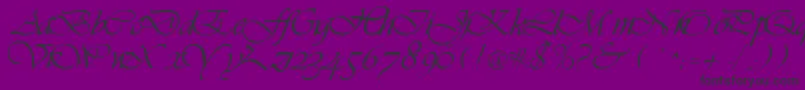 LdsScriptItalic-fontti – mustat fontit violetilla taustalla