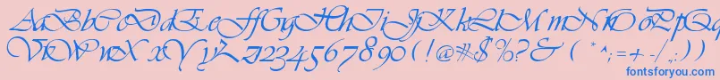 LdsScriptItalic Font – Blue Fonts on Pink Background