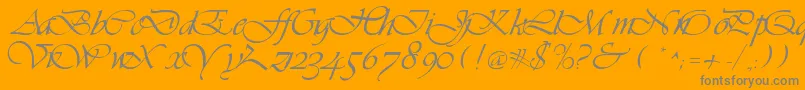 LdsScriptItalic-Schriftart – Graue Schriften auf orangefarbenem Hintergrund