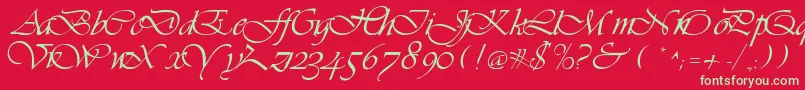 LdsScriptItalic Font – Green Fonts on Red Background