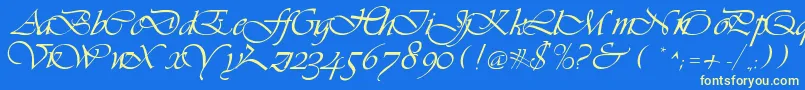 LdsScriptItalic-Schriftart – Gelbe Schriften auf blauem Hintergrund