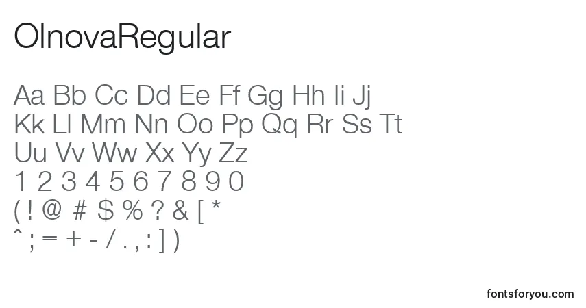 Schriftart OlnovaRegular – Alphabet, Zahlen, spezielle Symbole