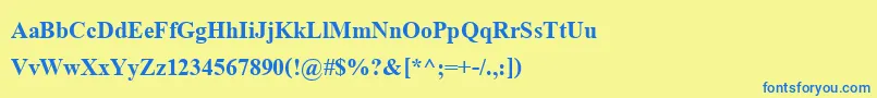 フォントAngsanaupcBold – 青い文字が黄色の背景にあります。