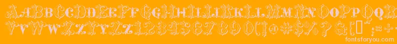 Fonte MavericksLuckyDiamonds – fontes rosa em um fundo laranja