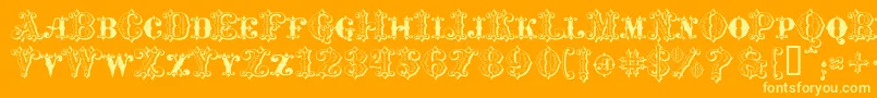 MavericksLuckyDiamonds-Schriftart – Gelbe Schriften auf orangefarbenem Hintergrund