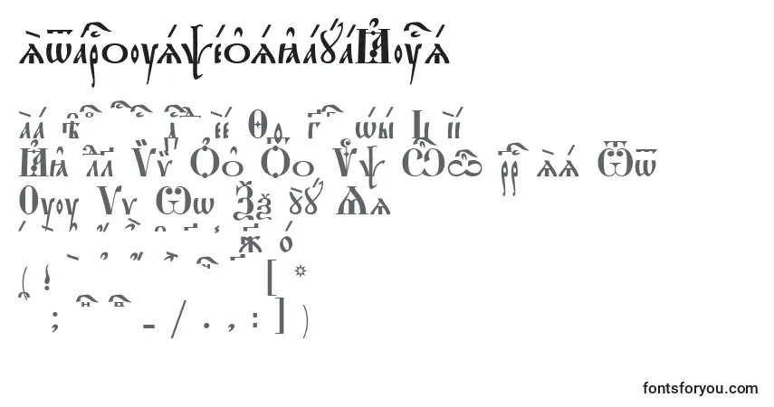 A fonte StarouspenskayaKucs – alfabeto, números, caracteres especiais