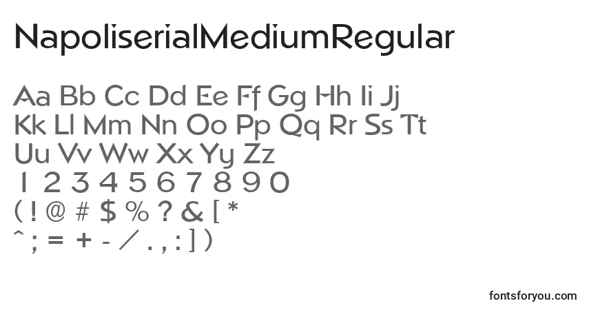A fonte NapoliserialMediumRegular – alfabeto, números, caracteres especiais