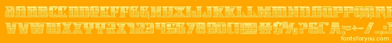 Lifeforcechrome-Schriftart – Gelbe Schriften auf orangefarbenem Hintergrund