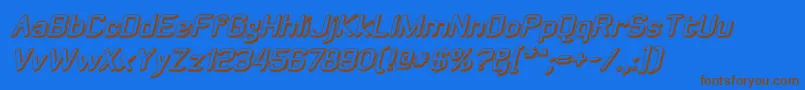 フォントZyphyteoffsetoblique – 茶色の文字が青い背景にあります。