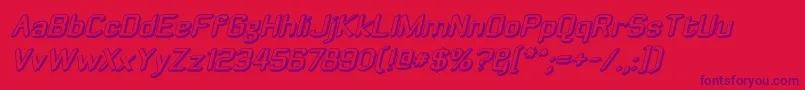 Zyphyteoffsetoblique-Schriftart – Violette Schriften auf rotem Hintergrund
