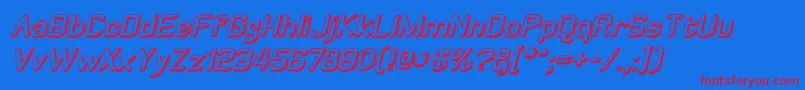 Zyphyteoffsetoblique-Schriftart – Rote Schriften auf blauem Hintergrund