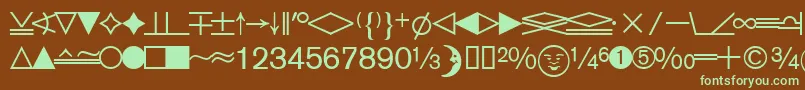 フォントDatasymedbNormal – 緑色の文字が茶色の背景にあります。