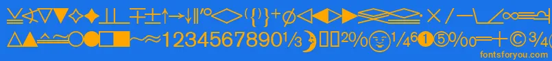 フォントDatasymedbNormal – オレンジ色の文字が青い背景にあります。