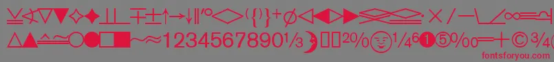 フォントDatasymedbNormal – 赤い文字の灰色の背景
