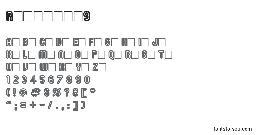 Czcionka Roninset9 – alfabet, cyfry, specjalne znaki