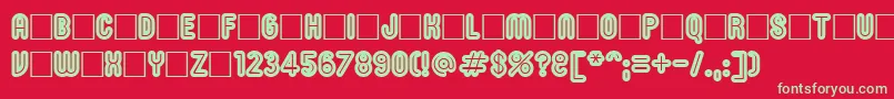 Roninset9-Schriftart – Grüne Schriften auf rotem Hintergrund