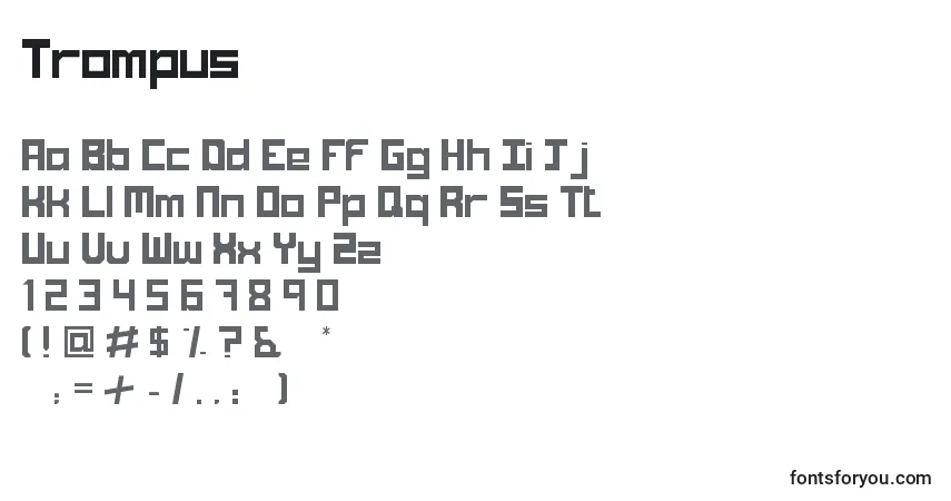 A fonte Trompus – alfabeto, números, caracteres especiais