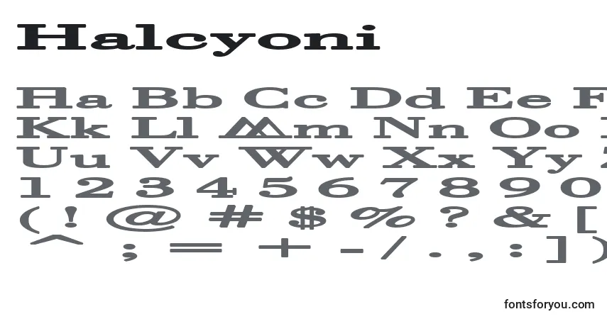Шрифт Halcyoni – алфавит, цифры, специальные символы