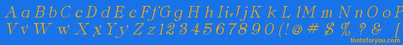 ClaritaItalic-Schriftart – Orangefarbene Schriften auf blauem Hintergrund