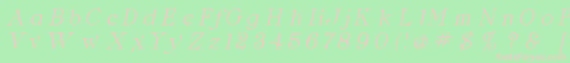 Fonte ClaritaItalic – fontes rosa em um fundo verde