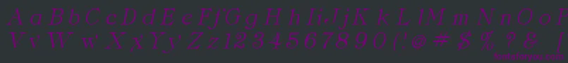 Fonte ClaritaItalic – fontes roxas em um fundo preto