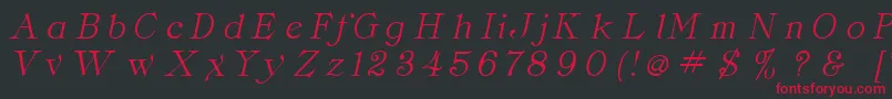 Fonte ClaritaItalic – fontes vermelhas em um fundo preto