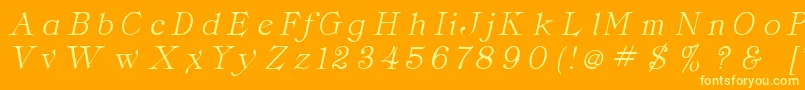 ClaritaItalic-Schriftart – Gelbe Schriften auf orangefarbenem Hintergrund