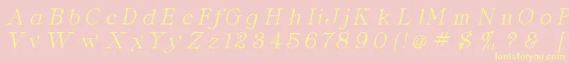 ClaritaItalic-Schriftart – Gelbe Schriften auf rosa Hintergrund