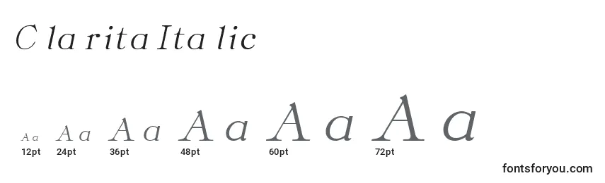Размеры шрифта ClaritaItalic