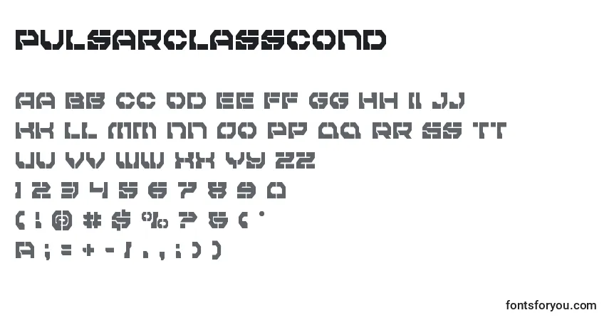 Czcionka Pulsarclasscond – alfabet, cyfry, specjalne znaki