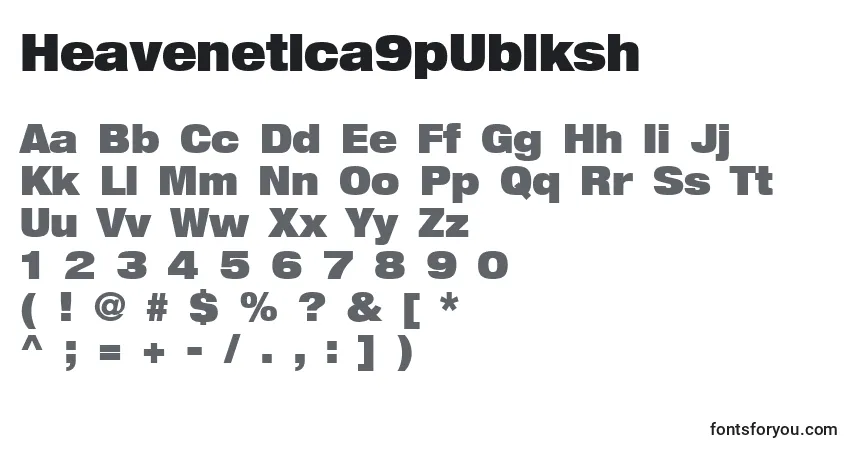 Schriftart Heavenetica9pUblksh – Alphabet, Zahlen, spezielle Symbole
