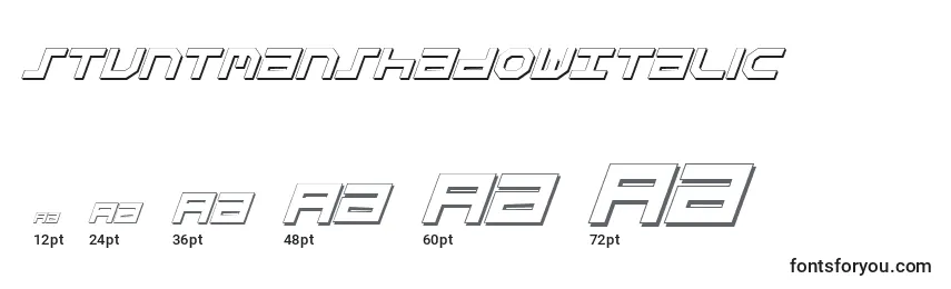 Größen der Schriftart StuntmanShadowItalic