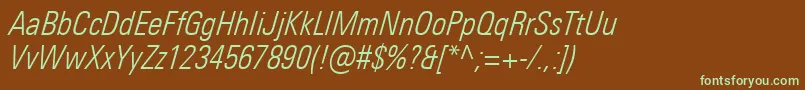 Шрифт UniversNextProLightCondensedItalic – зелёные шрифты на коричневом фоне